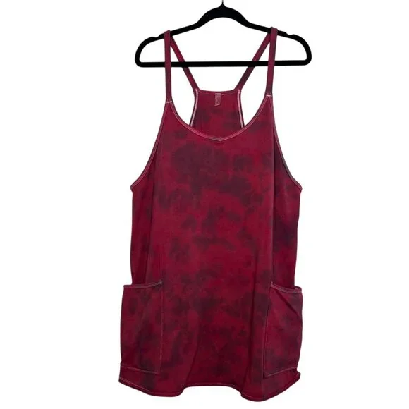 NEW Free People Movement Hot Shot Mini Dress Custom Tie Dye Red & Charcoal SZ M - Picture 2 of 11